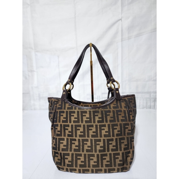 FENDI Zucca Small Chef Shopping Tote Bag Tobacco Moro Brown - Picture 3 of 15